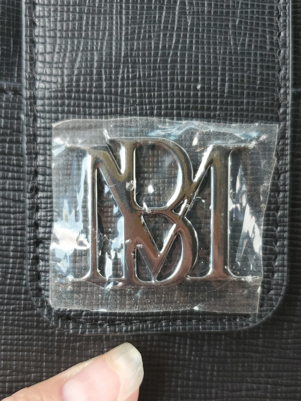 Badgley Mischka New Black Wallet with Silver Monogram Plaque
